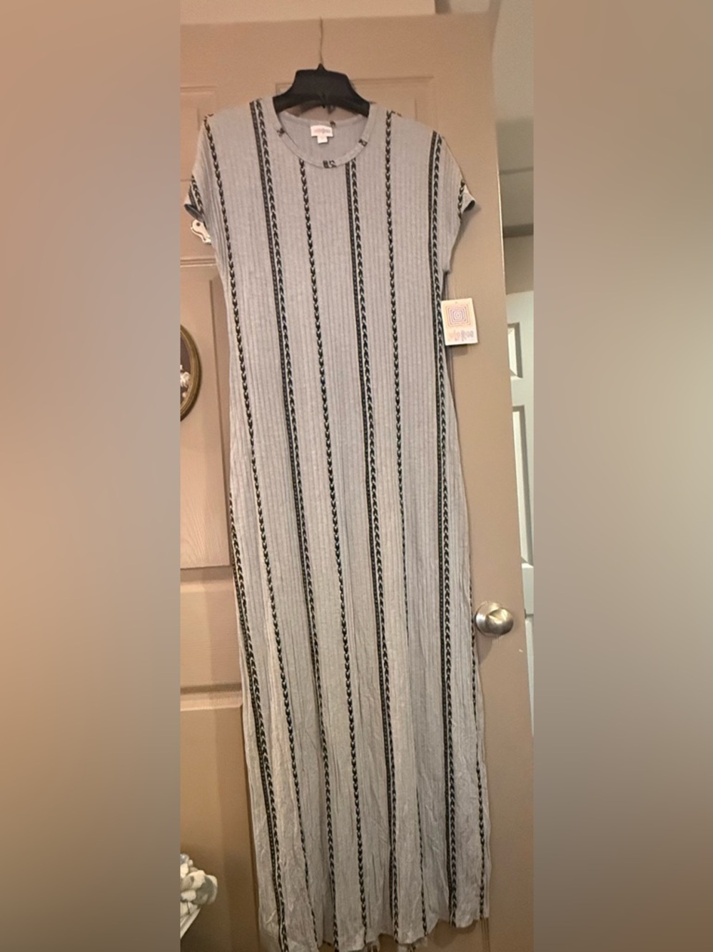 NET LulaRoe Women’s Gray Striped Maxi Dress - Lightweight Casual sz S